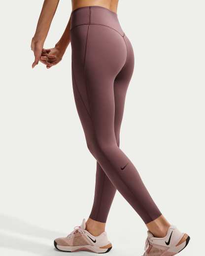 Nike Universa Yüksek Belli Bilek Üstü Ön Dikişsiz Kadın Taytı - Tattoo/Tattoo/Burgundy Crush