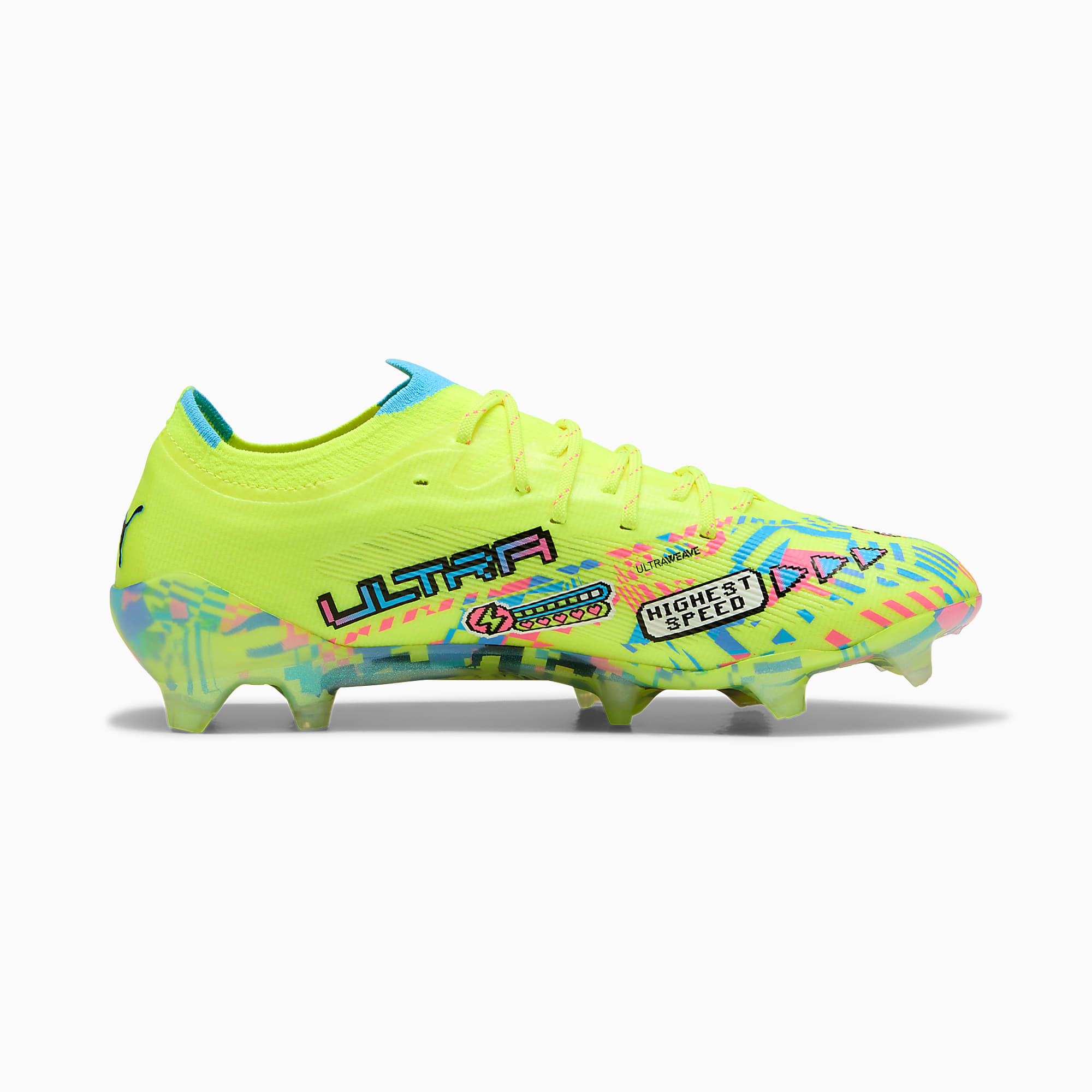 ULTRA NITRO™ 7 ULTIMATE ADVANCED LEVEL FG UNISEX Krampon - PUMA White-Blue Glimmer-Pink Glimmer-Yellow Alert - 109238_01 - Görsel 5