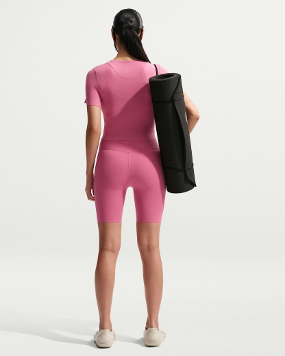 Nike Zenvy Yüksek Belli 20 cm Kadın Bisiklet Şortu - Peony/Beyaz