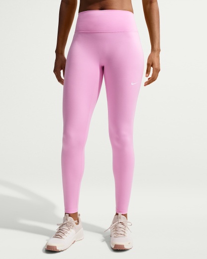 Nike One Seamless Front Yüksek Belli Tam Boy Kadın Taytı - Pink Rise/Beyaz