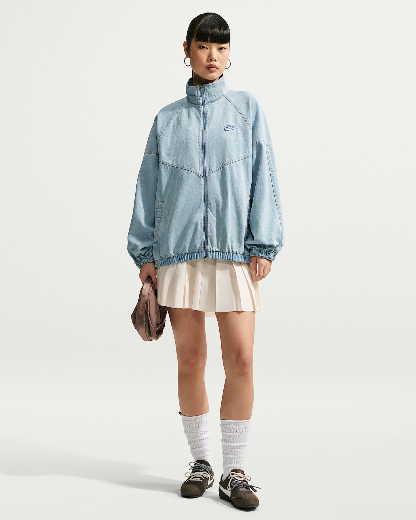 Nike Windrunner Bol Kesimli Kadın Kot Ceketi - Light Armory Blue/Work Blue