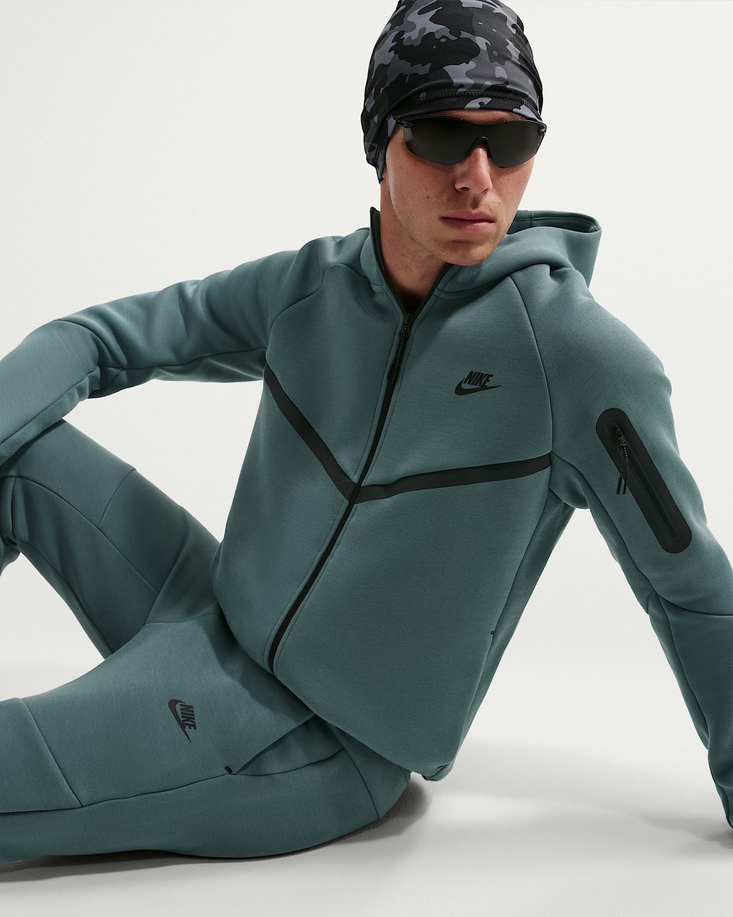 Nike Tech Fleece Windrunner Tam Boy Fermuarlı Erkek Ceketi - Mineral Slate/Siyah