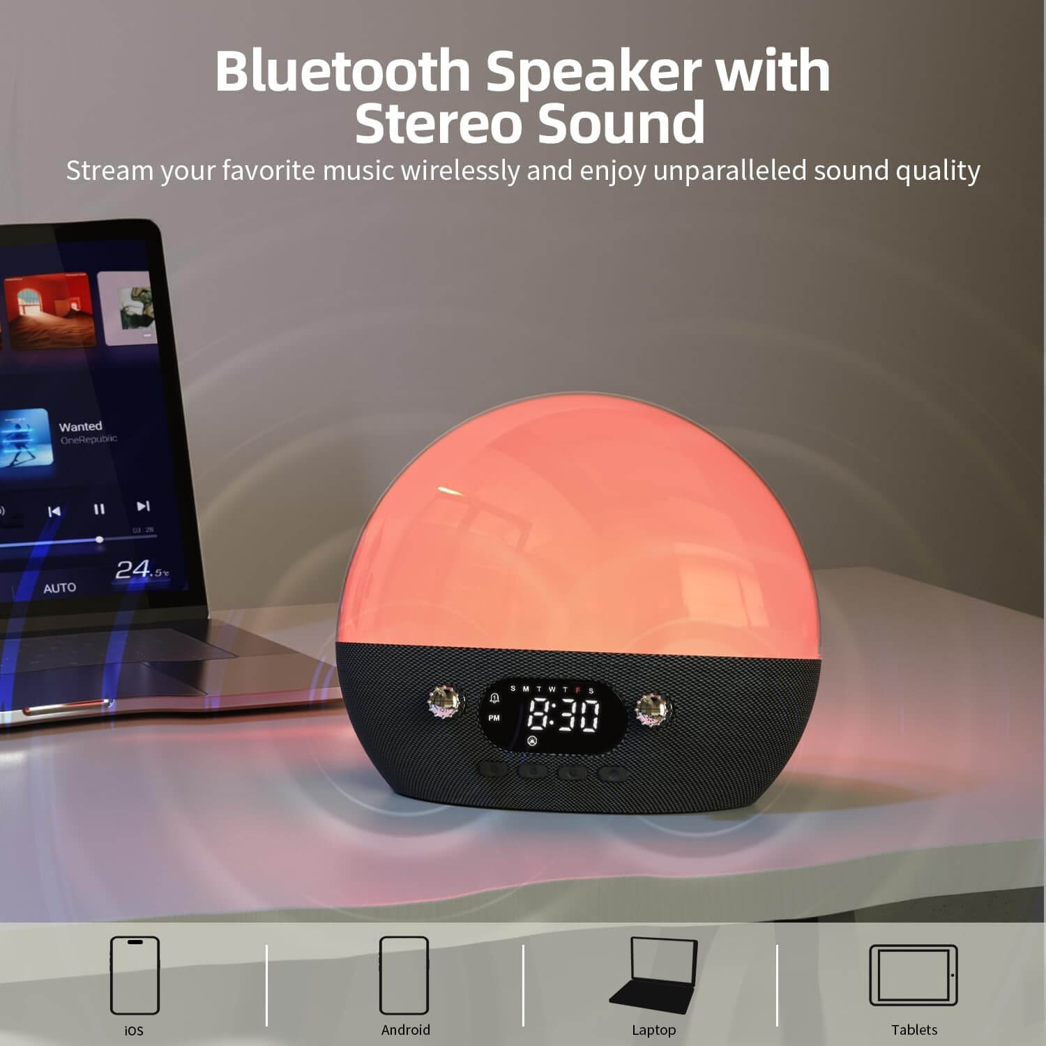 VALAER väckningslampa med Bluetooth-högtalare
