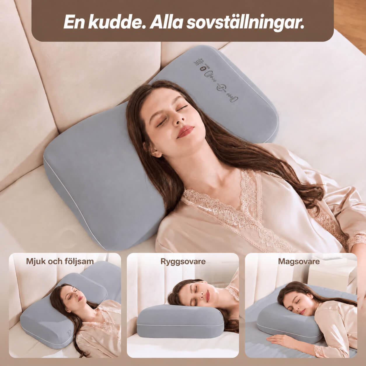 Ergonomisk nackkudde med värmeterapi och Bluetooth-högtalare