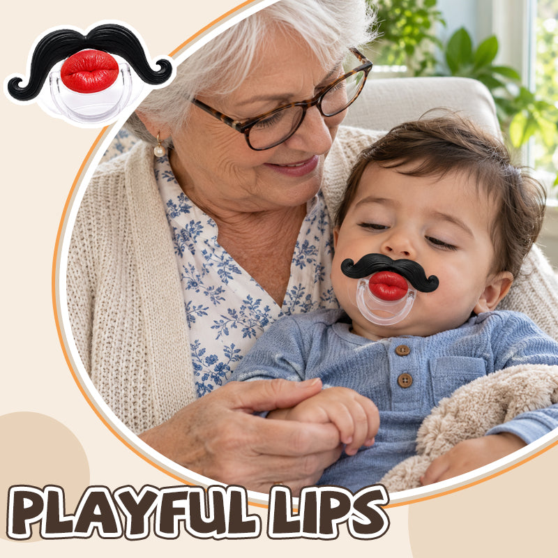 💋 Funny Red Lips & Mustache Baby Pacifier 🍼