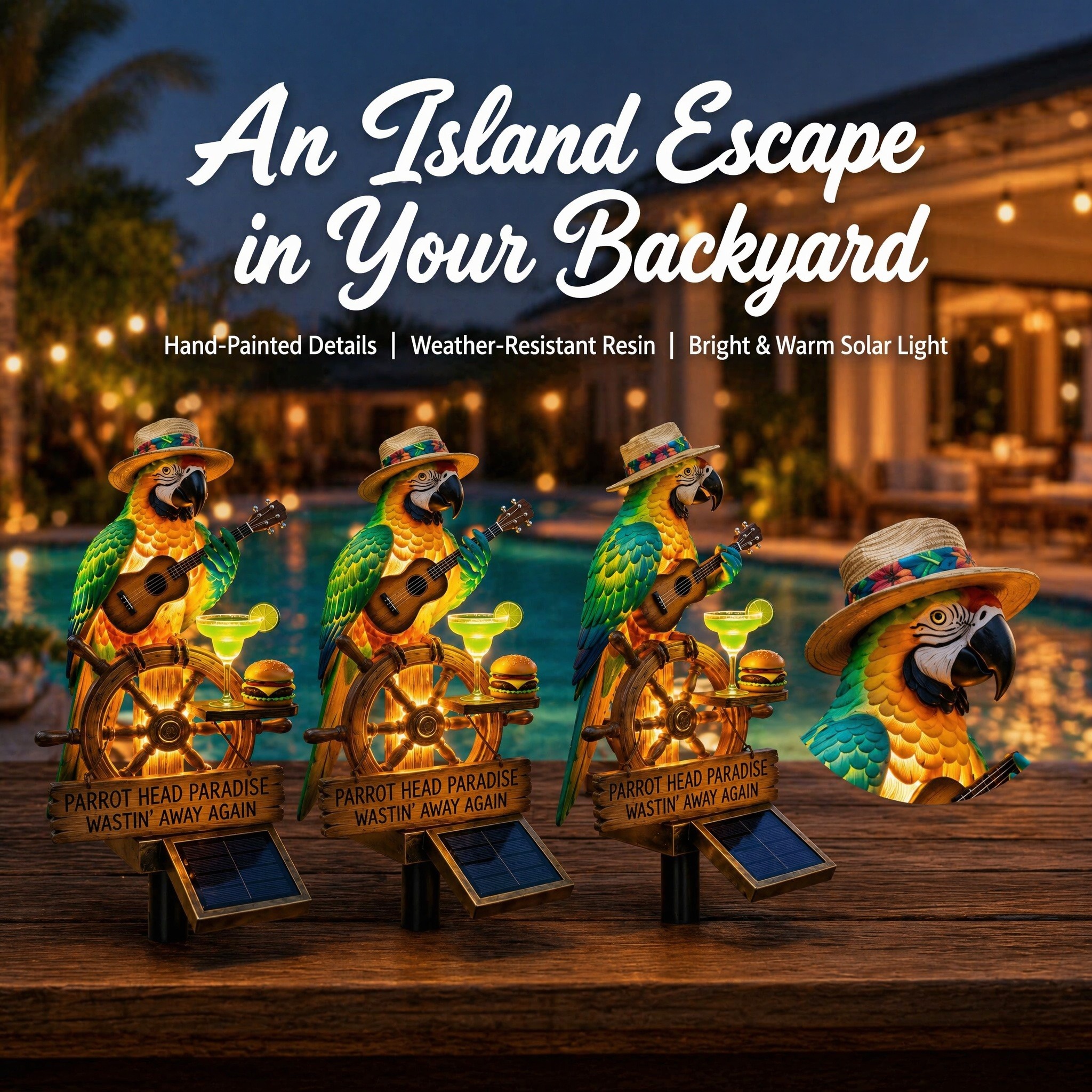 Last Day 49% OFF-🌴Solar-Powered ParrotGarden Light -Wastin'Away Again”