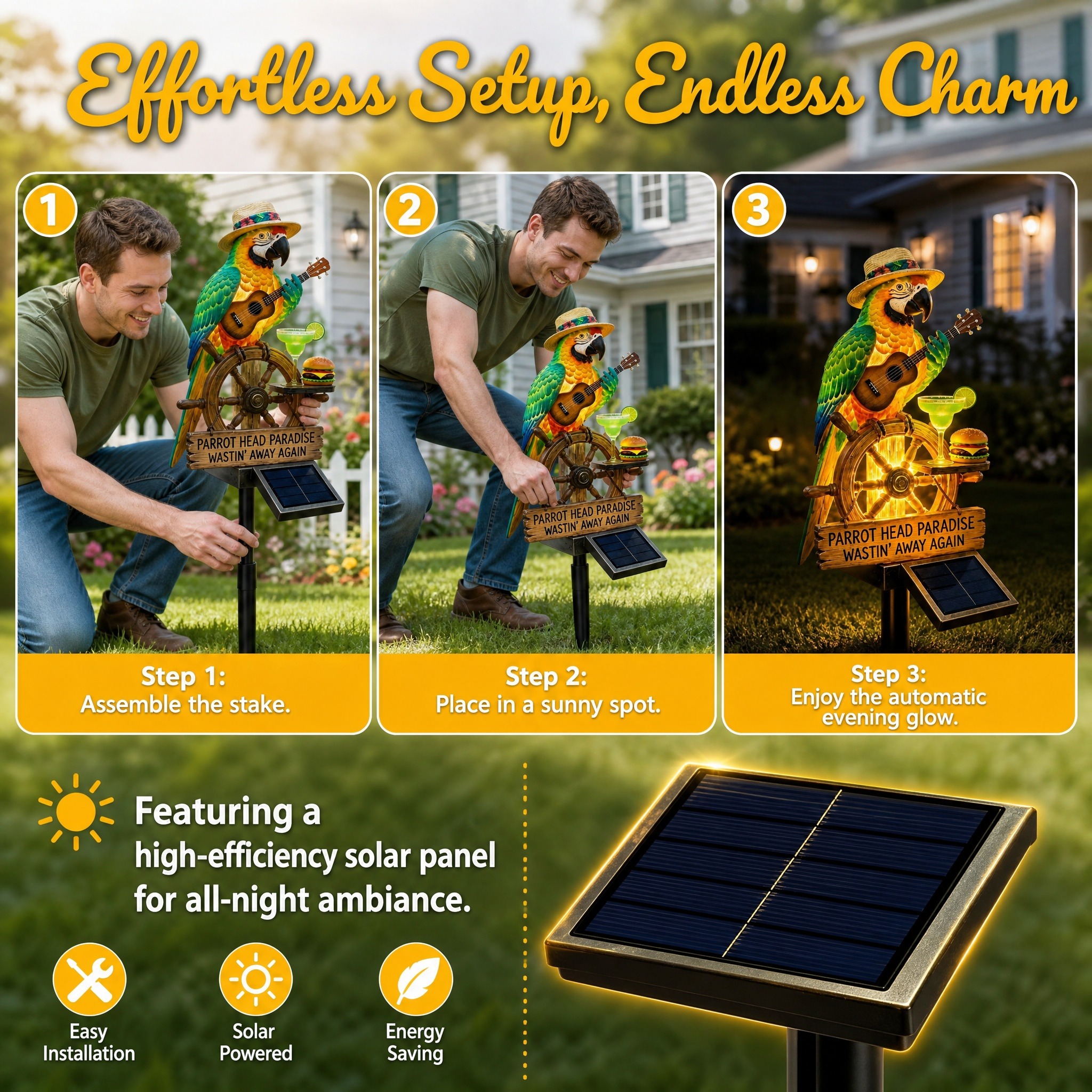 Last Day 49% OFF-🌴Solar-Powered ParrotGarden Light -Wastin'Away Again”