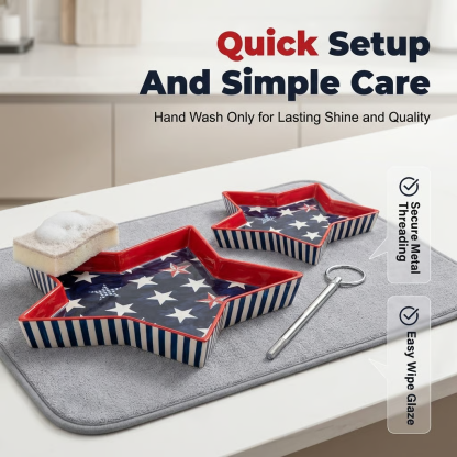 250th American Patriotic Two-Tier Star Serving Tray
