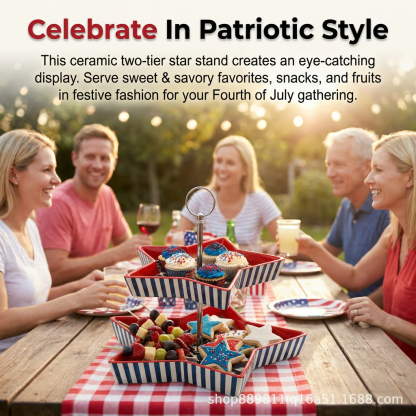 250th American Patriotic Two-Tier Star Serving Tray