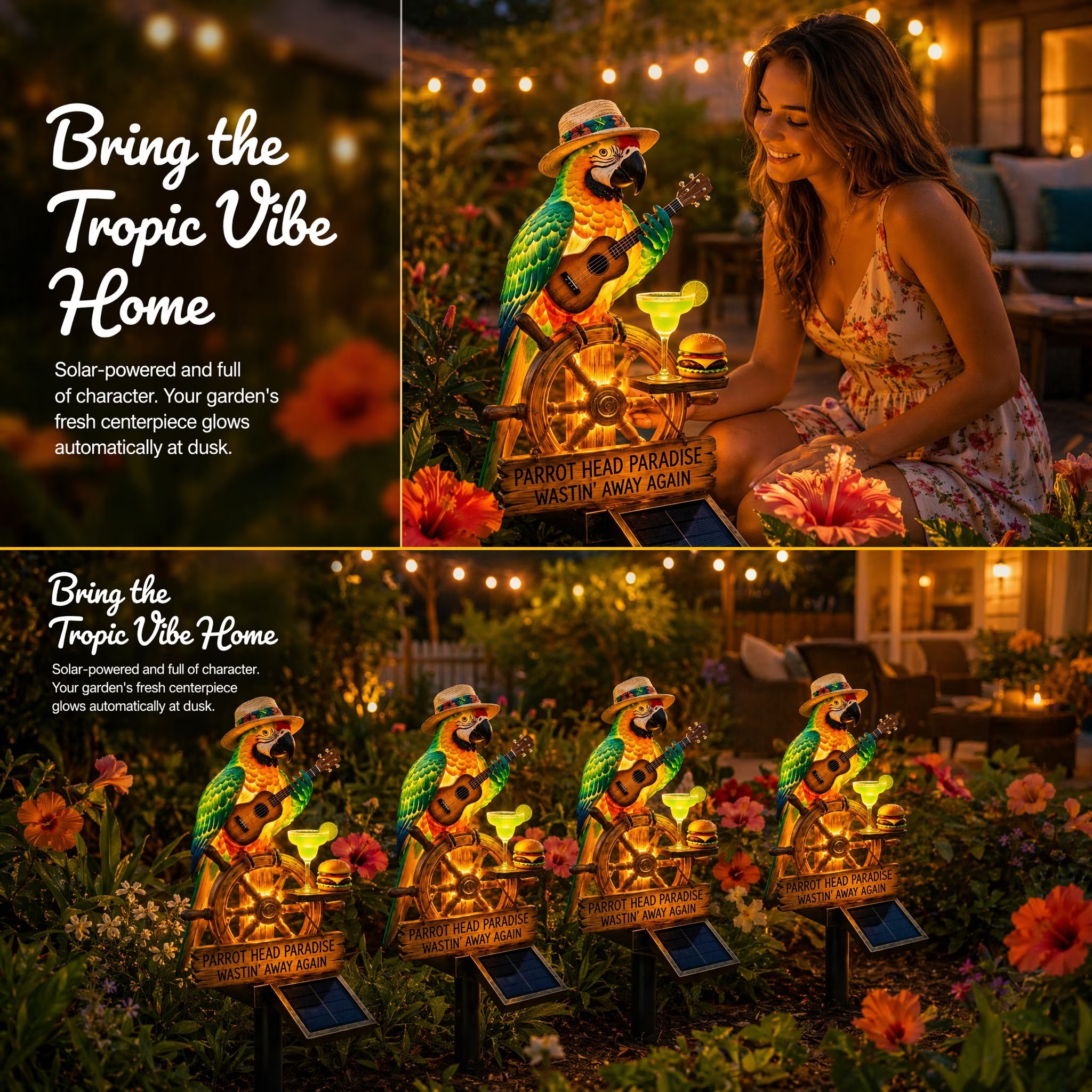 Last Day 49% OFF-🌴Solar-Powered ParrotGarden Light -Wastin'Away Again”