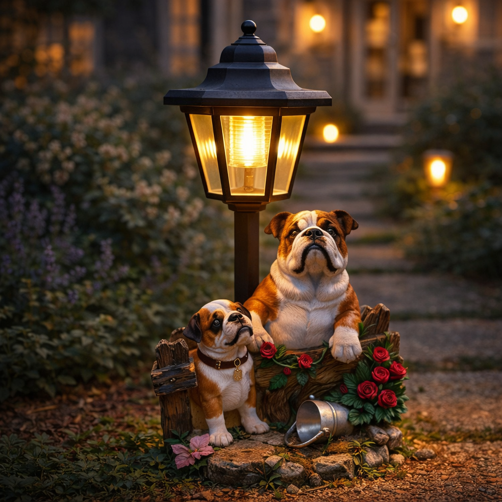 🎉Last Day 50% OFF❤Solar Bulldog Garden Statue Light