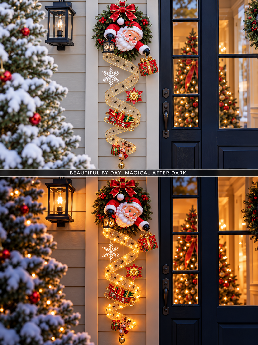 🔥 LAST DAY 50% OFF 🔥 Lighted Snowman Christmas Door Hanger – Waterproof Battery-Powered Cascading Holiday Decor