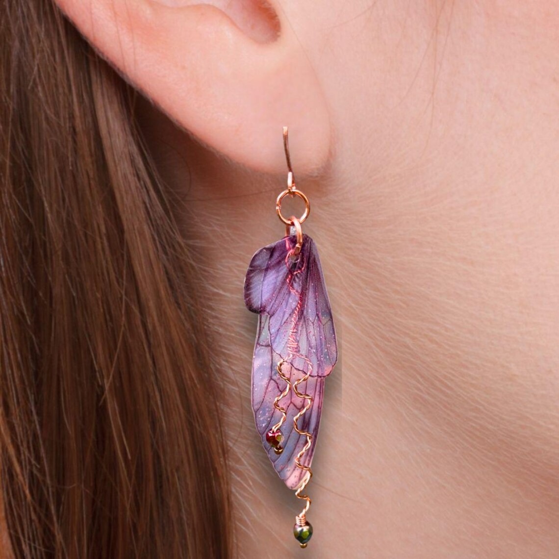 Pink Butterfly Wing Earrings