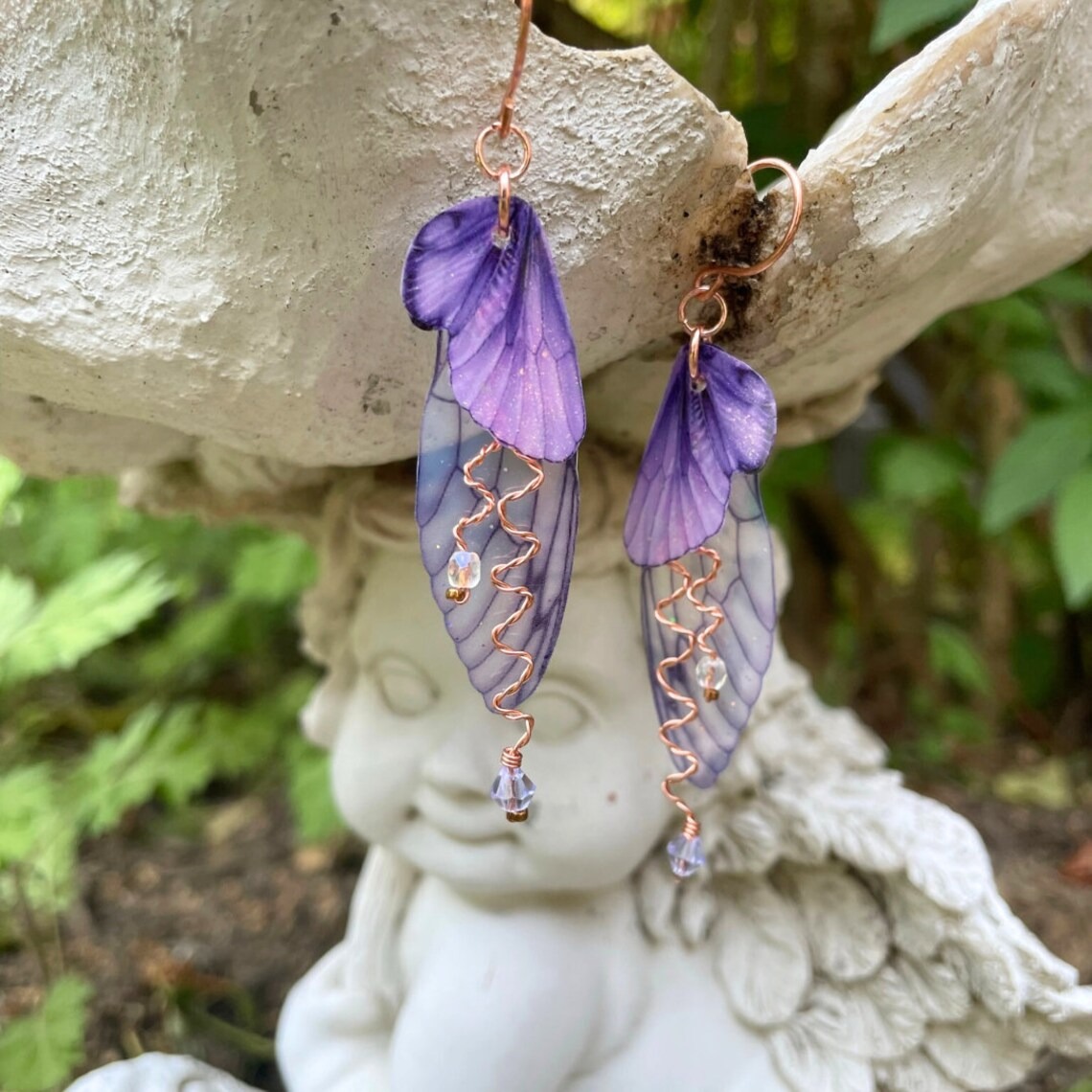 Purple Butterfly Wing Earrings
