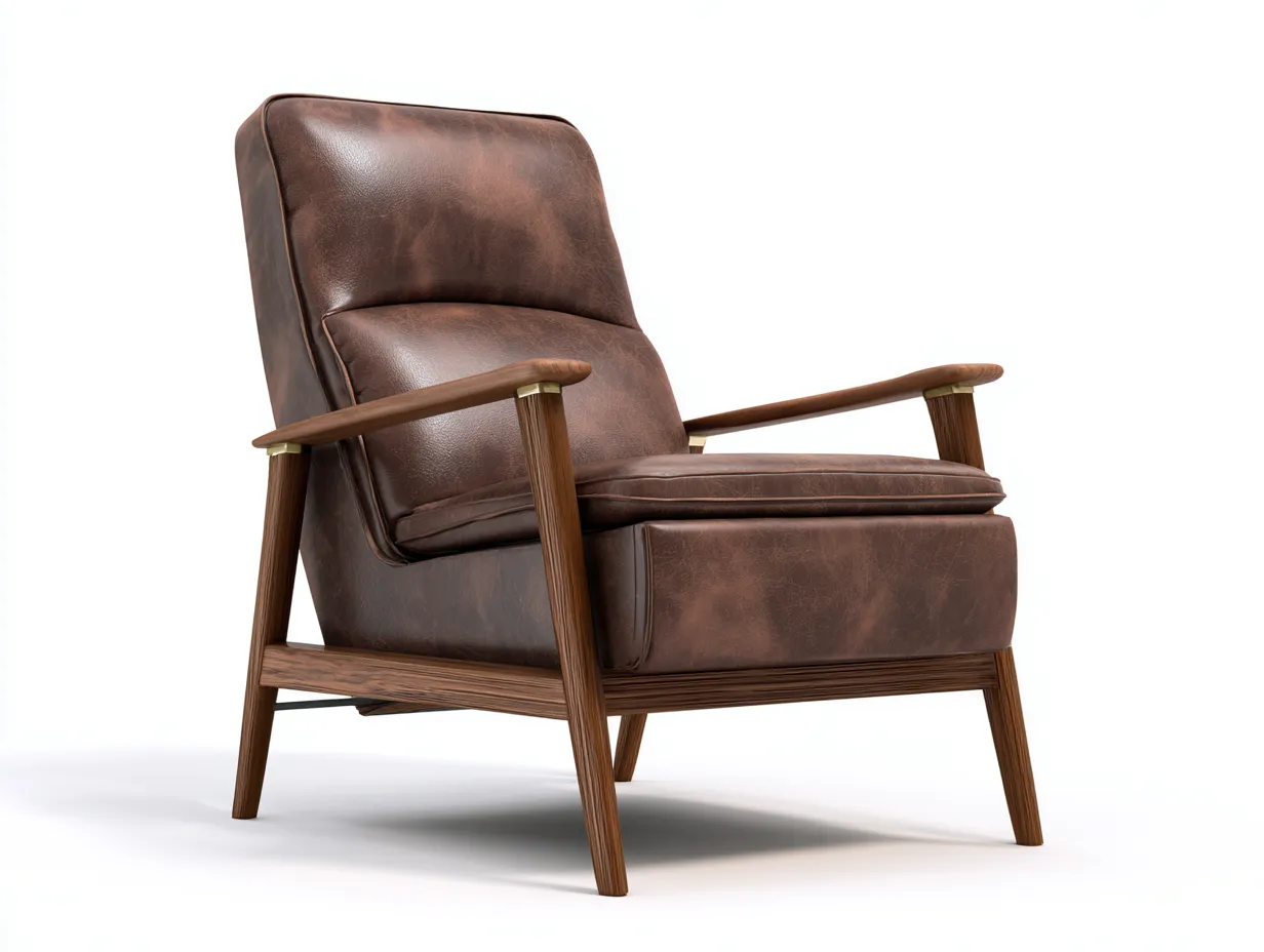 Wohnzimmer Sessel Leder 78×82×95 cm – Braun – Loungesessel mit Holzarmlehnen-Rivoramahome