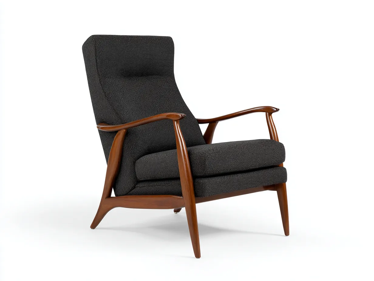 Sessel 78×85×98 cm Stoff dunkelgrau mit Holzdetails - moderner Komfortsessel für das Wohnzimmer-Rivoramahome