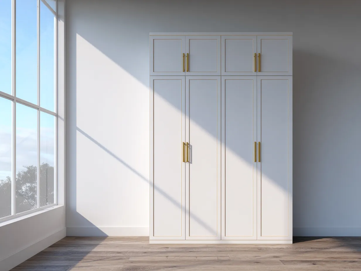 Kleiderschrank 240x60x210 cm Weiß Holz Schlafzimmer klassisches Design-Rivoramahome