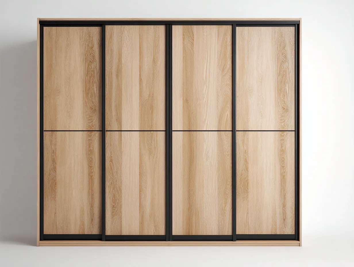 Schlafzimmer Kleiderschrank 240×62×220 cm – Eiche hell – Schwebetürenschrank mit klarer Linienführung-Rivoramahome