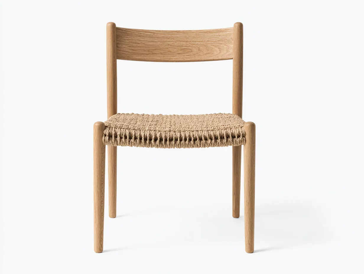 Esszimmerstuhl 55×55×85 cm Eichenholz natur mit geflochtener Sitzfläche - moderner Stil für den Außenbereich-Rivoramahome