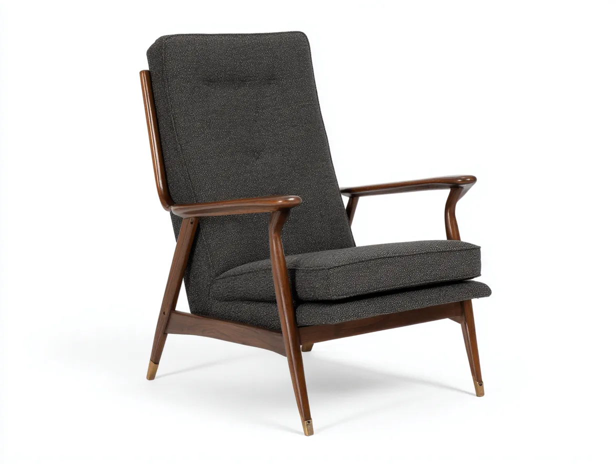 Wohnzimmer Sessel 80x88x98 cm Stoff Dunkelgrau mit Holzdetails moderner Komfort-Rivoramahome