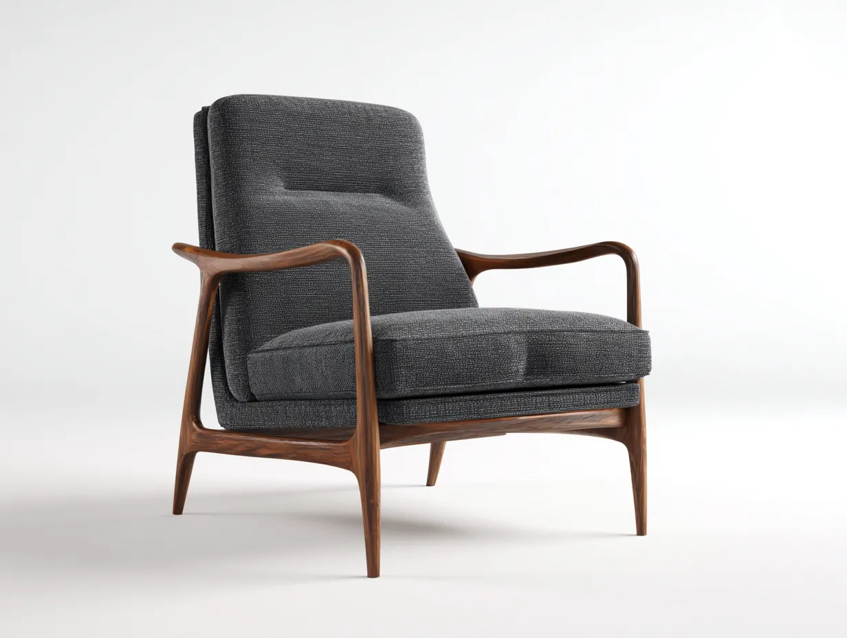 Wohnzimmer Sessel Stoff 76×80×92 cm – Dunkelgrau – Polstersessel mit Holzrahmen-Rivoramahome