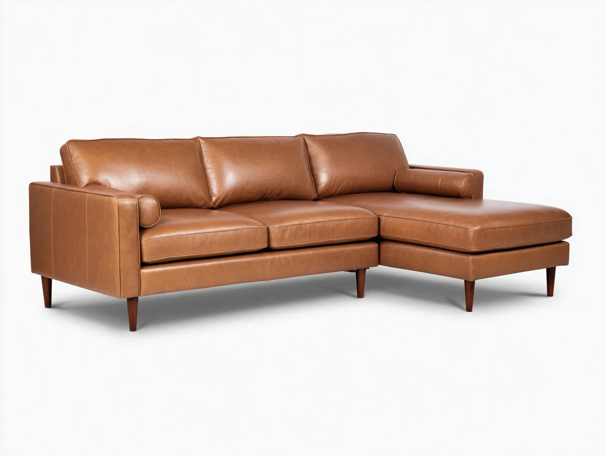 Sofa 275×100×85 cm Kunstleder braun mit Chaiselongue - elegantes Design für das Wohnzimmer-Rivoramahome