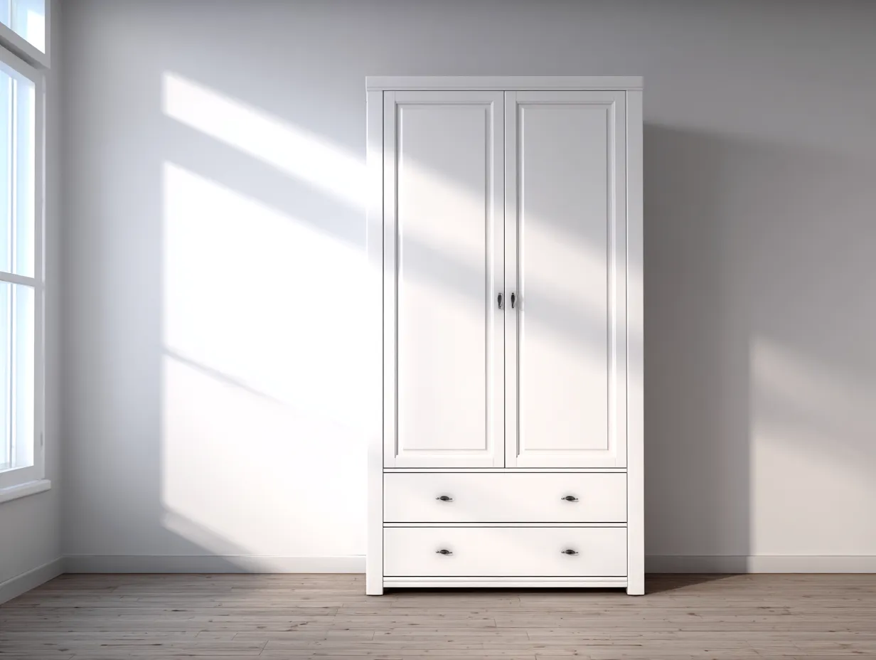 Kleiderschrank 120×55×190 cm Weiß mit Türen und Schubladen - moderner Stil für das Schlafzimmer-Rivoramahome