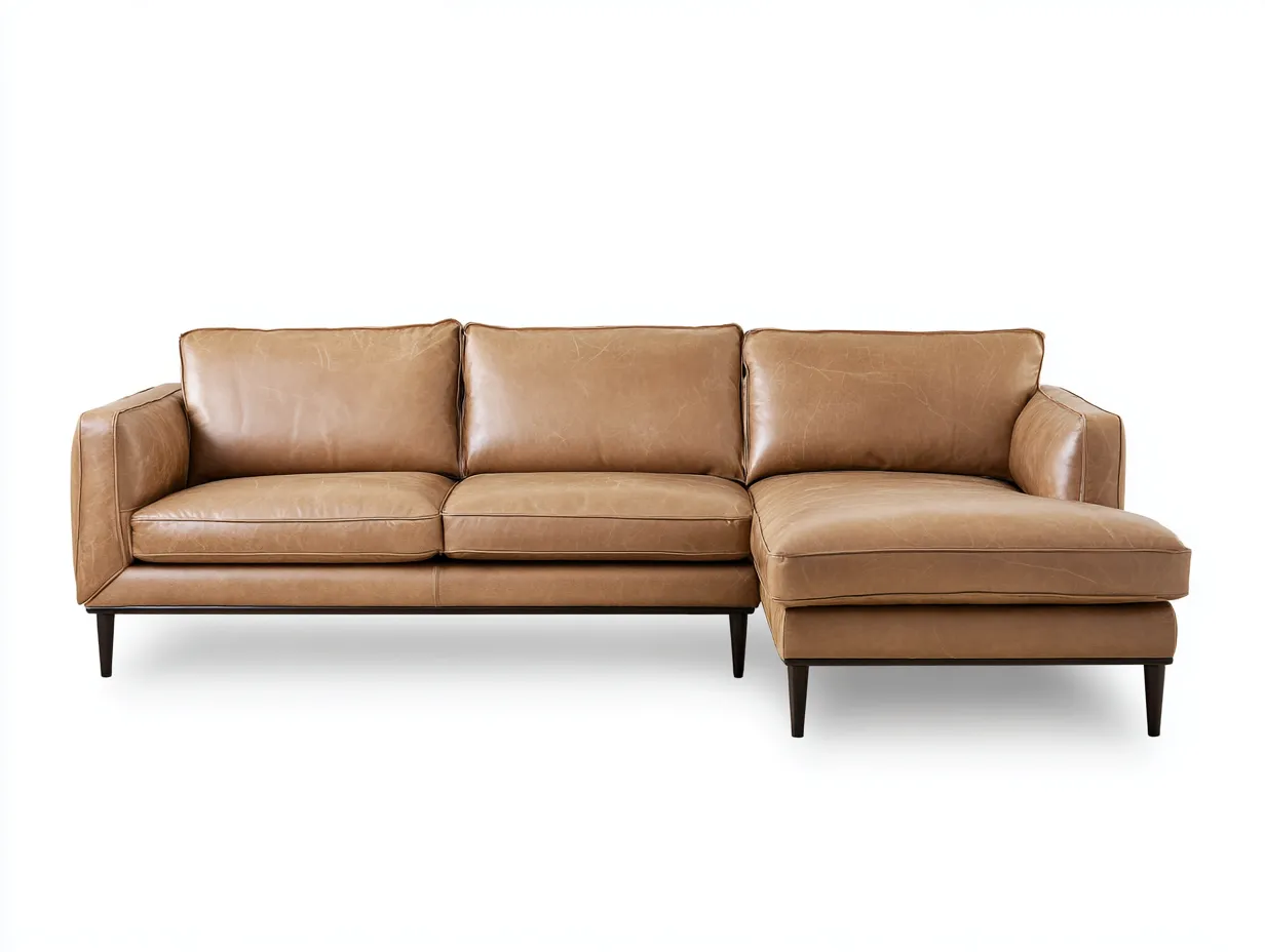 Wohnzimmer Sofa 270x100x85 cm Lederoptik Braun mit Relaxbereich moderner Stil-Rivoramahome