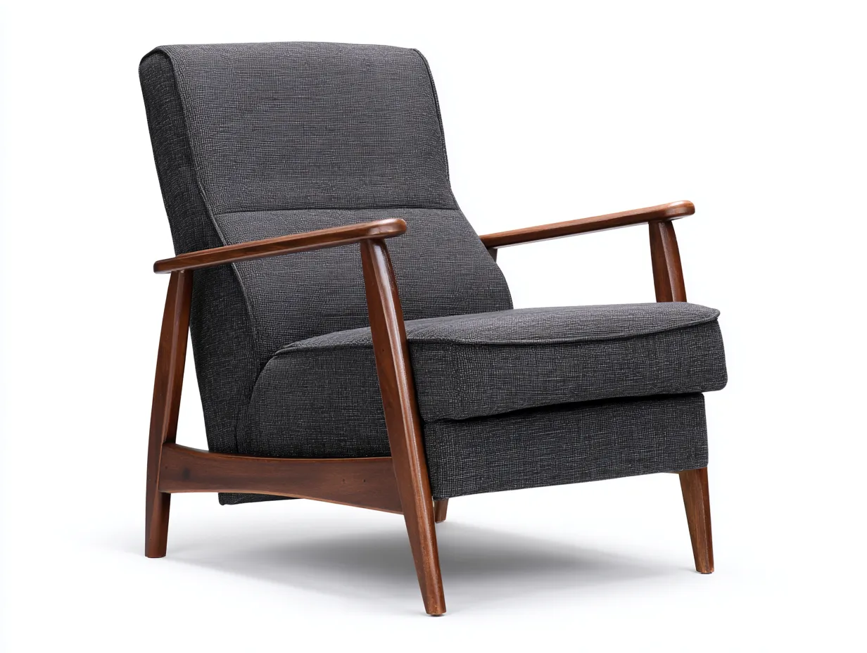 Wohnzimmer Sessel Stoff 78×84×96 cm – Dunkelgrau – Loungesessel mit Holzrahmen-Rivoramahome