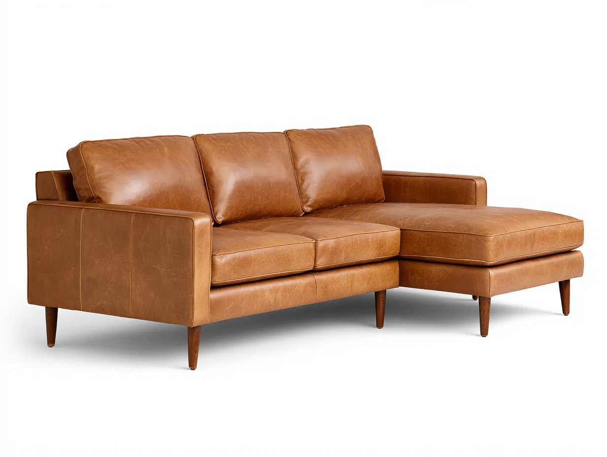 Wohnzimmer Sofa Ledersofa 270×98×84 cm – Braun – modernes Ecksofa mit Chaiselongue-Rivoramahome