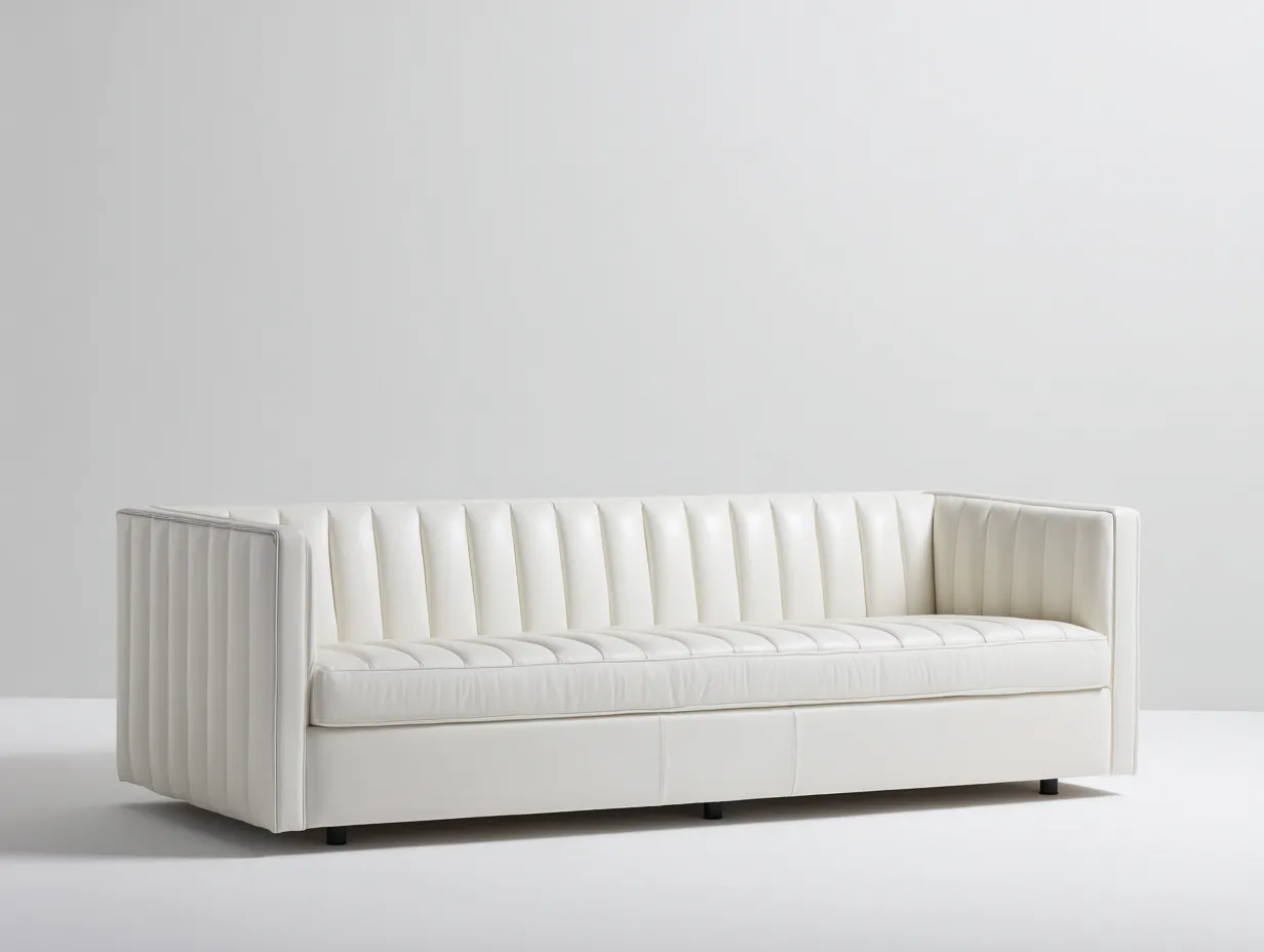 Sofa 230×90×78 cm Kunstleder weiß mit geradlinigem Design - moderner Stil für das Wohnzimmer-Rivoramahome