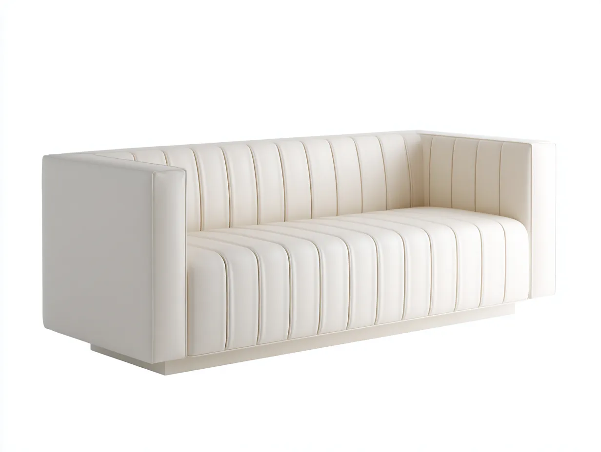 Wohnzimmer Sofa Polstersofa 240×90×82 cm – Weiß – modernes Sofa mit strukturierter Rückenfläche-Rivoramahome
