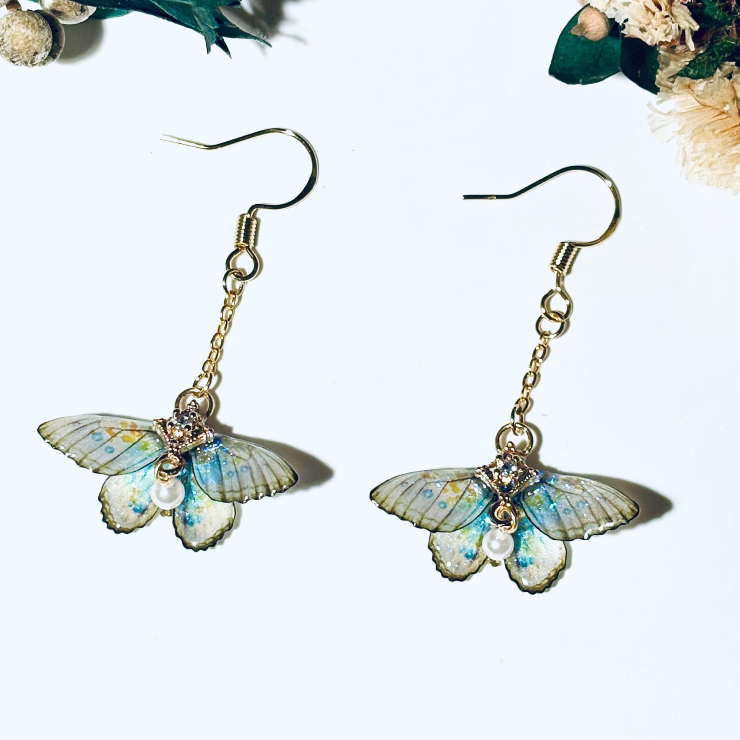 🦋Moth Earrings, Cute Moth Wings With Pearl
