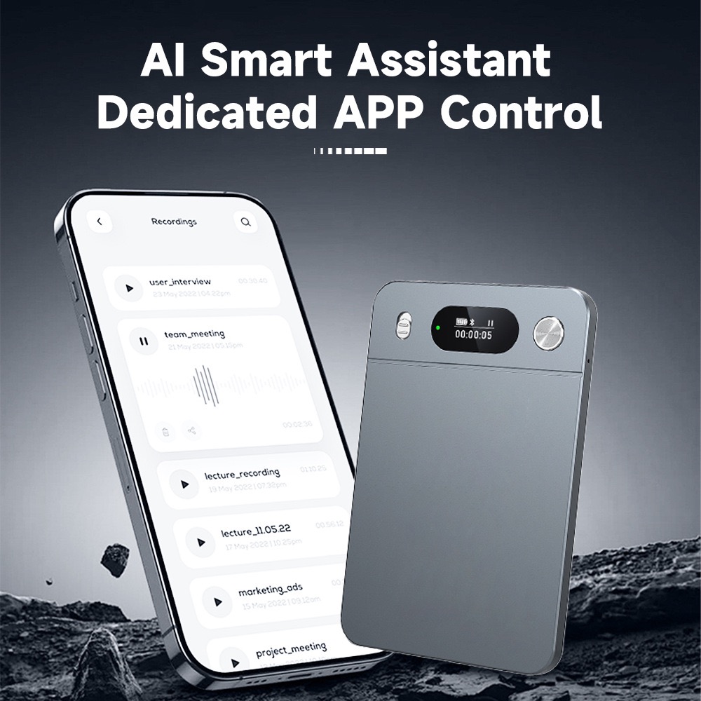 Magnetic AI Voice Recorder Card – Transcription, Summaries & Mind Maps