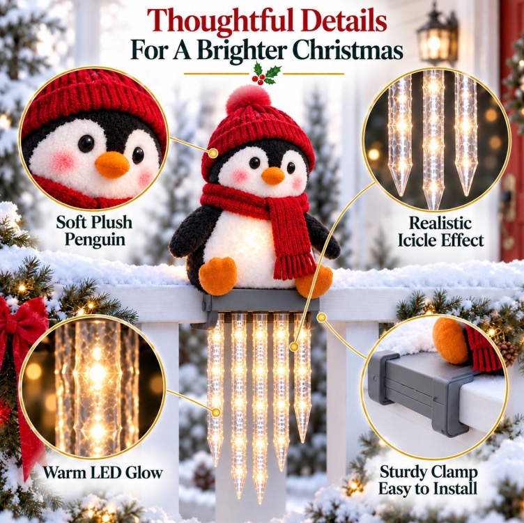 🔥 Today 50% OFF - Winter Glow Snowman Icicle Railing Light Decor