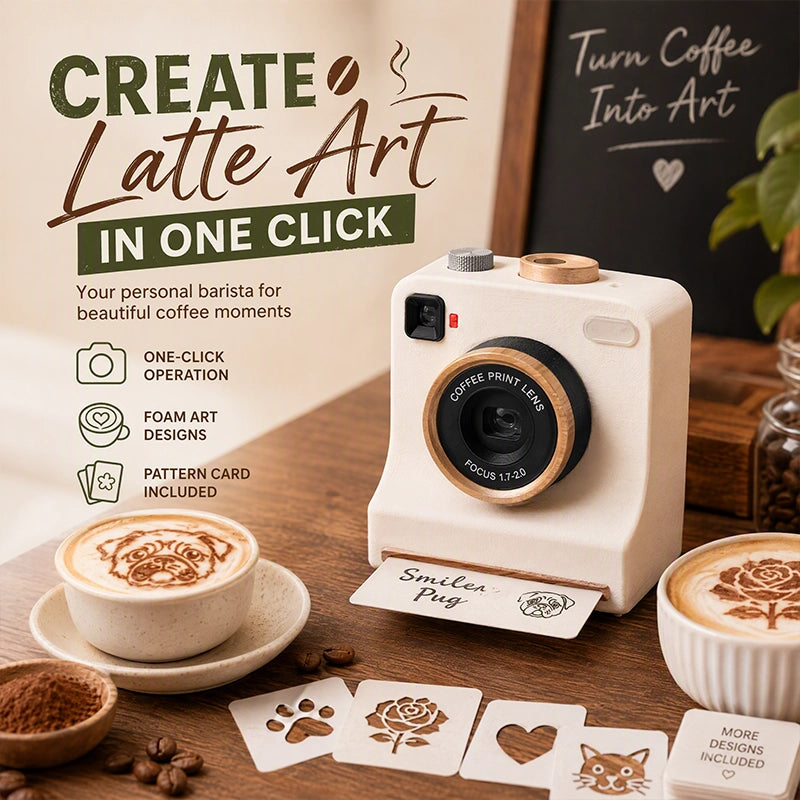 🔥 LAST DAY 50% OFF 🔥 3D-Printed Latte Art Camera Stencil Tool