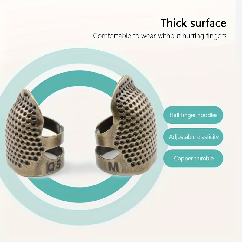 Adjustable Copper Embroidery Thimble | Anti-Slip Finger Protector for Sewing & Knitting