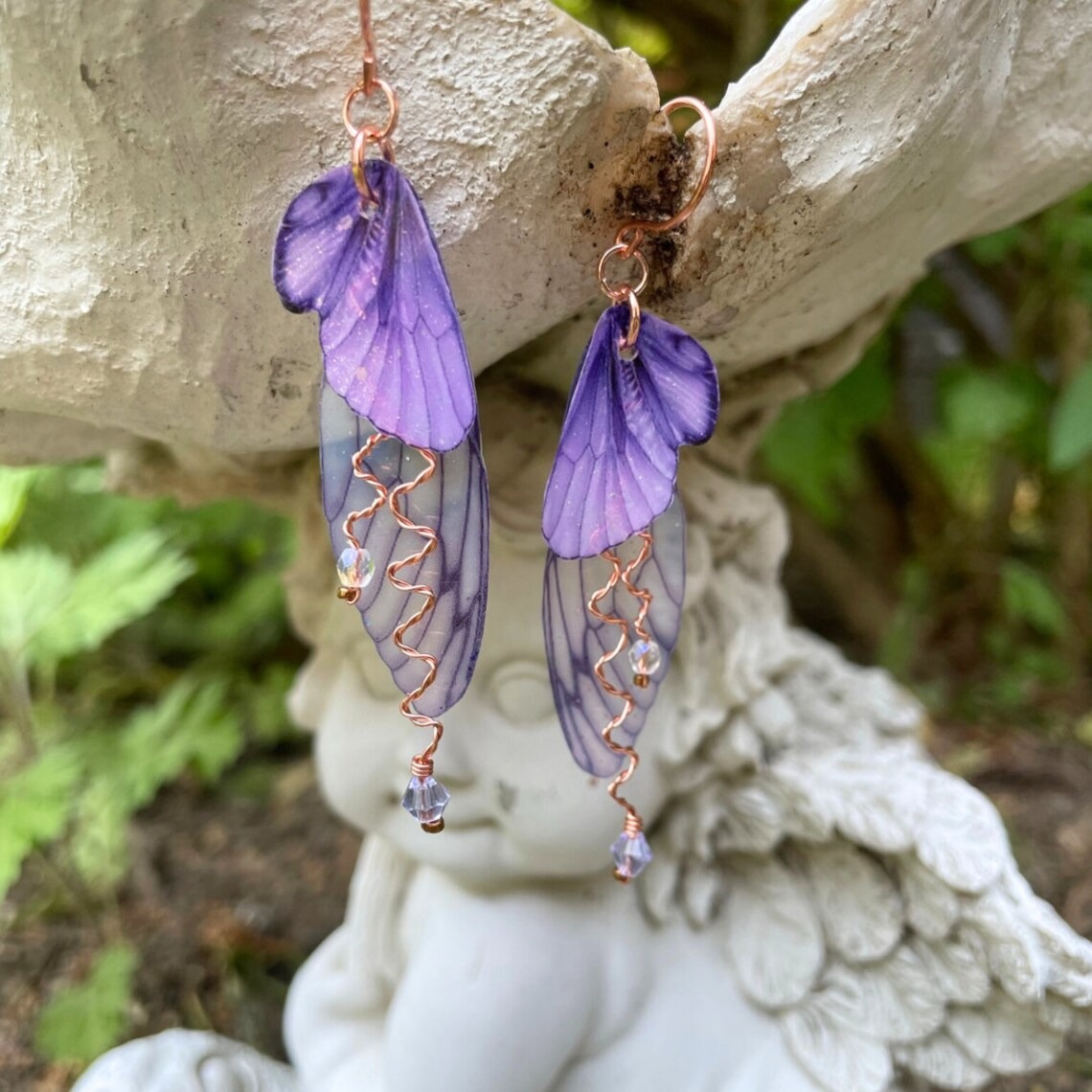 Purple Butterfly Wing Earrings