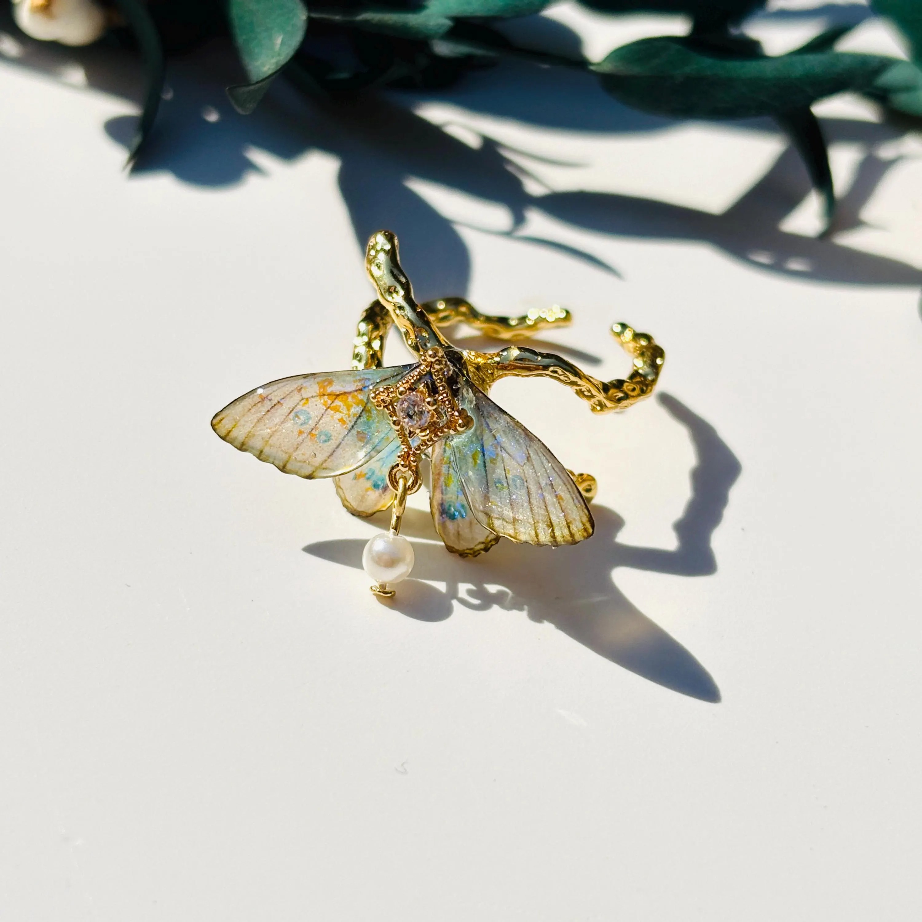 🦋 Iridescent Moth Ring