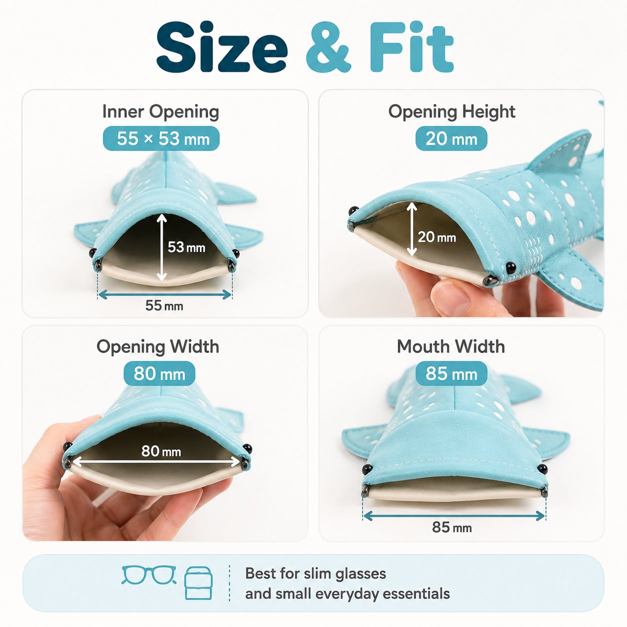 🔥LAST DAY 50% OFF 🦈🌊Cute Whale Shark Shaped Pouch | Novelty PU Leather Glasses & Small Essentials Storage Bag 🌊