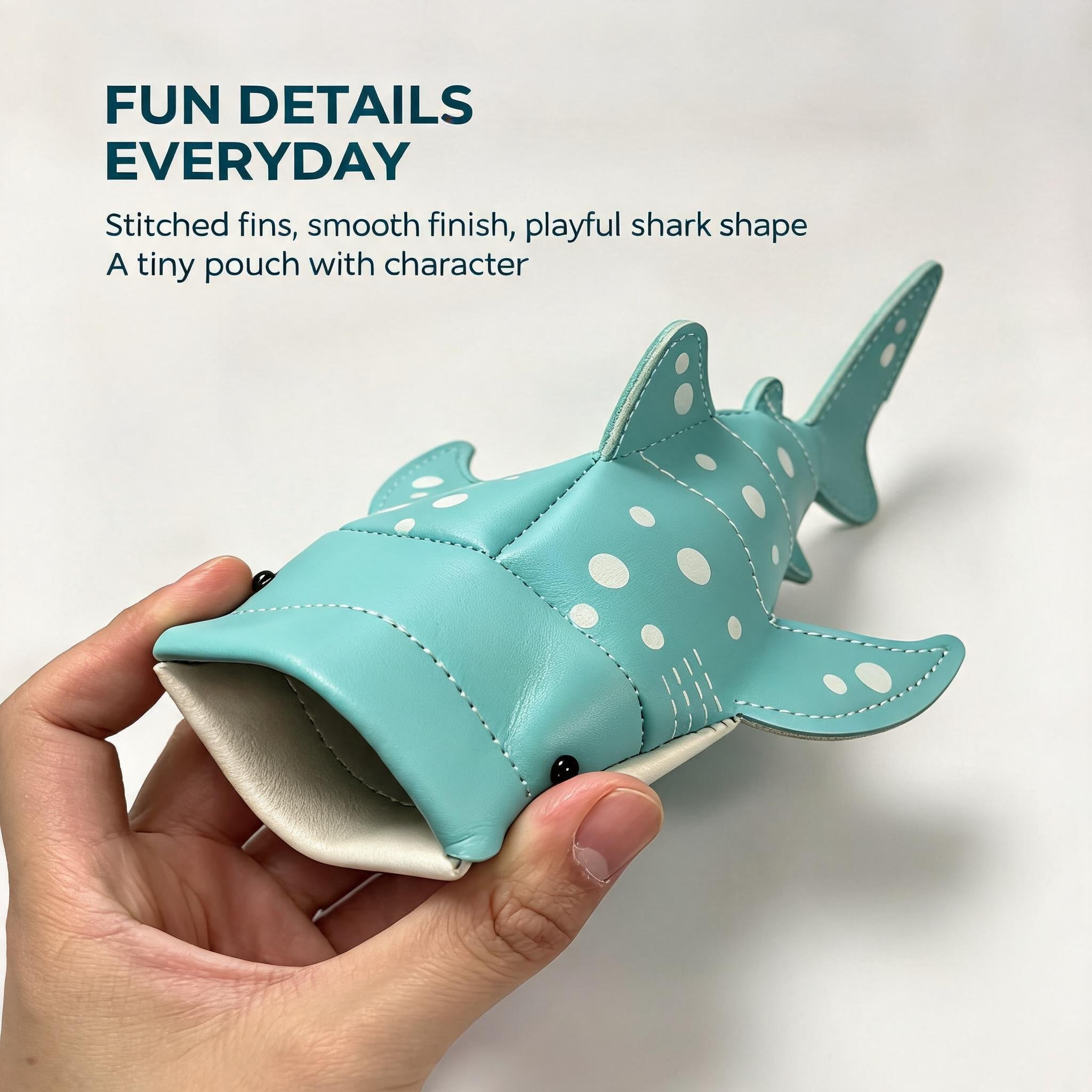 🔥LAST DAY 50% OFF 🦈🌊Cute Whale Shark Shaped Pouch | Novelty PU Leather Glasses & Small Essentials Storage Bag 🌊