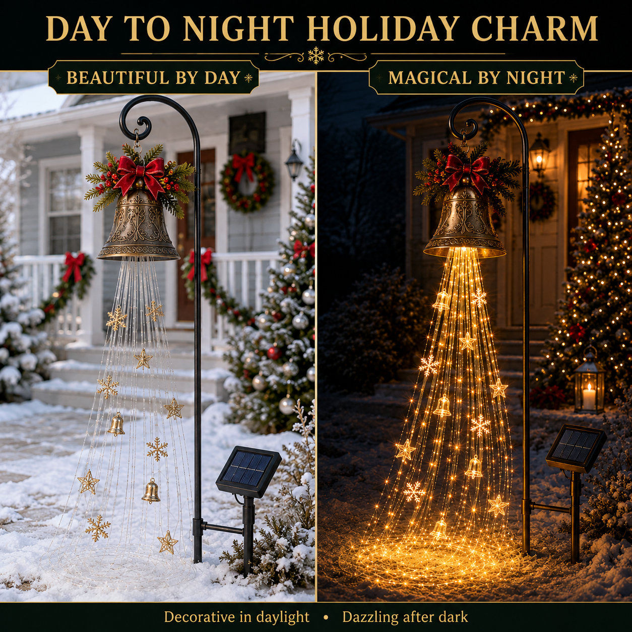 🔥 LAST DAY 50% OFF 🎄 Christmas Bell Cascade Solar Yard Light ✨