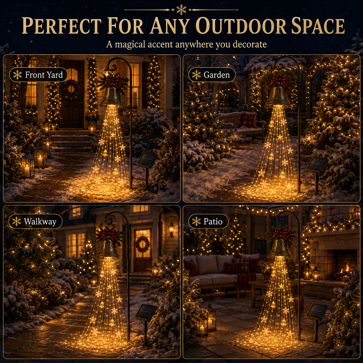 🔥 LAST DAY 50% OFF 🎄 Christmas Bell Cascade Solar Yard Light ✨