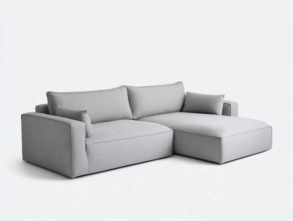 Sofa 290×170×85 cm Stoff Grau - modernes Ecksofa für Wohnzimmer mit großzügiger Sitzfläche-Tasailoft