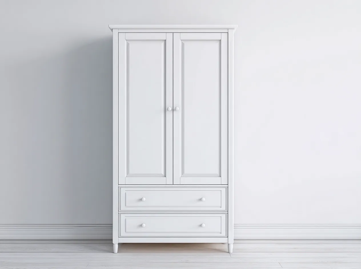 Schlafzimmer Kleiderschrank 108x56x202 cm Holzwerkstoff Weiß zeitloses Ordnungsmöbel-Tasailoft