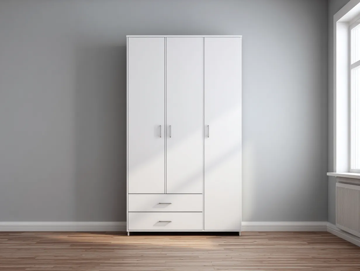 Kleiderschrank Holzwerkstoff 120×52×190 cm Weiß – Schlafzimmermöbel mit Türen und verdecktem Stauraum-Tasailoft