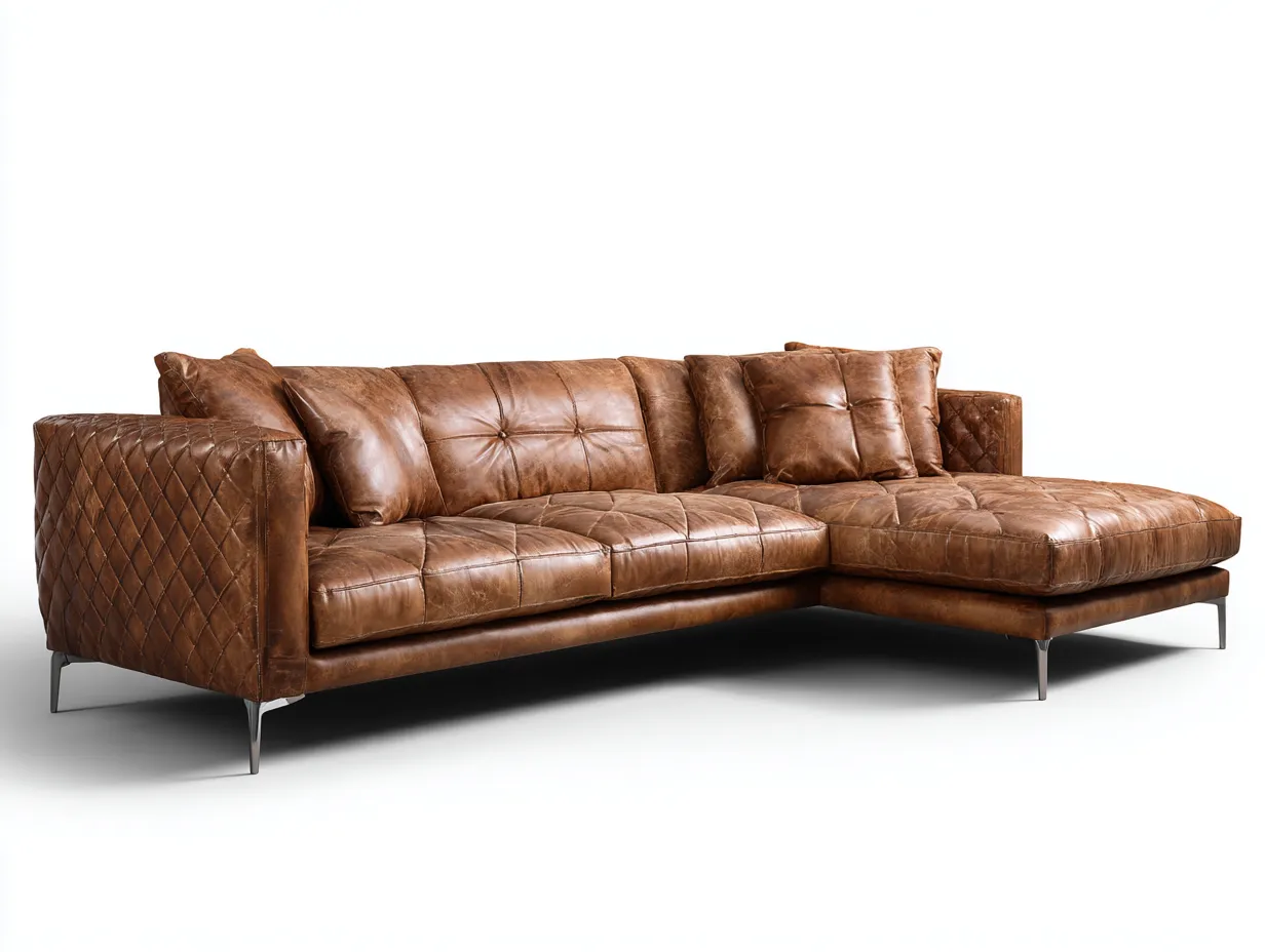 Wohnzimmersofa 290×100×86 cm – Kunstleder Hellbraun – Ecksofa für gemütliche Räume-Tasailoft