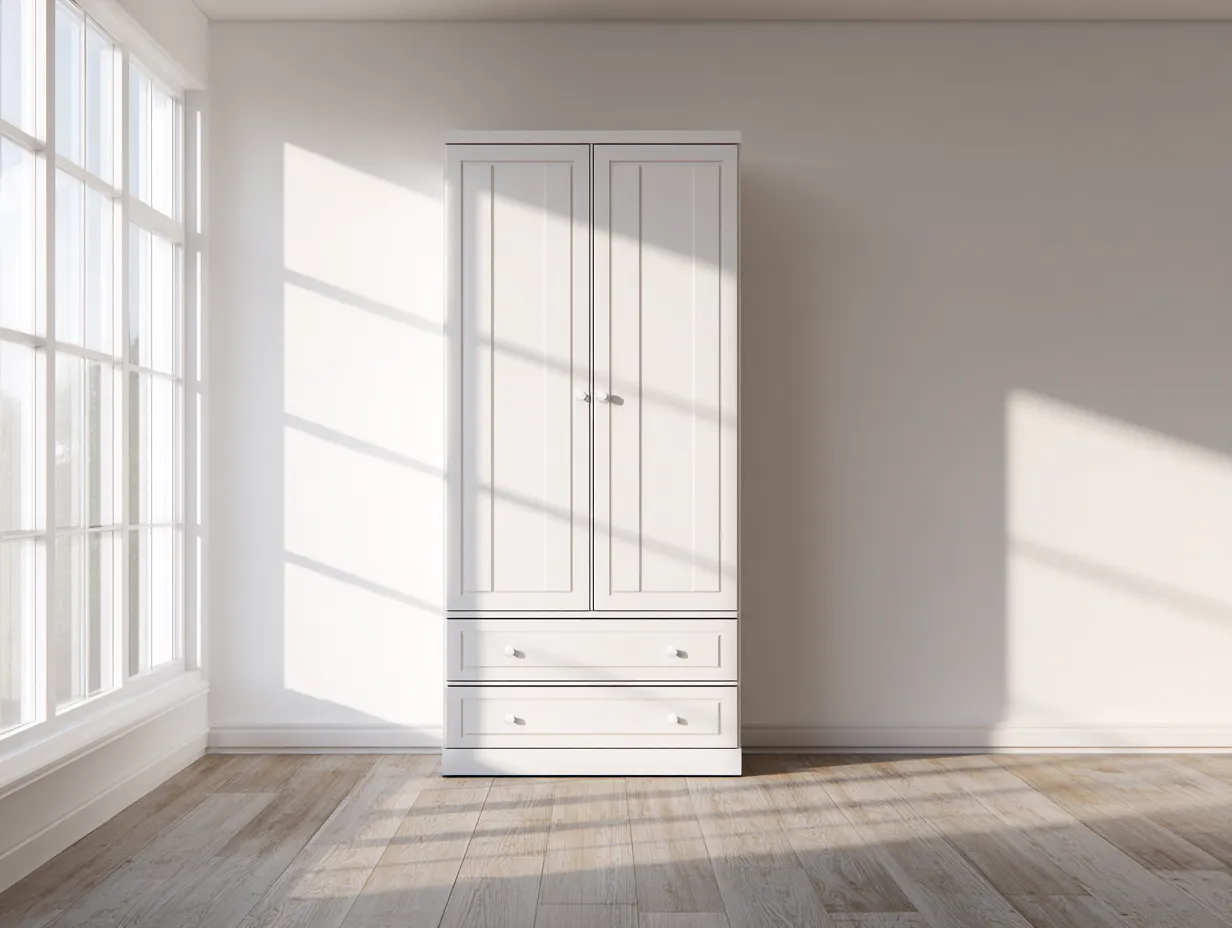 Kleiderschrank 105×60×195 cm Holz Weiß - eleganter Schlafzimmerschrank mit klassischem Design-Tasailoft
