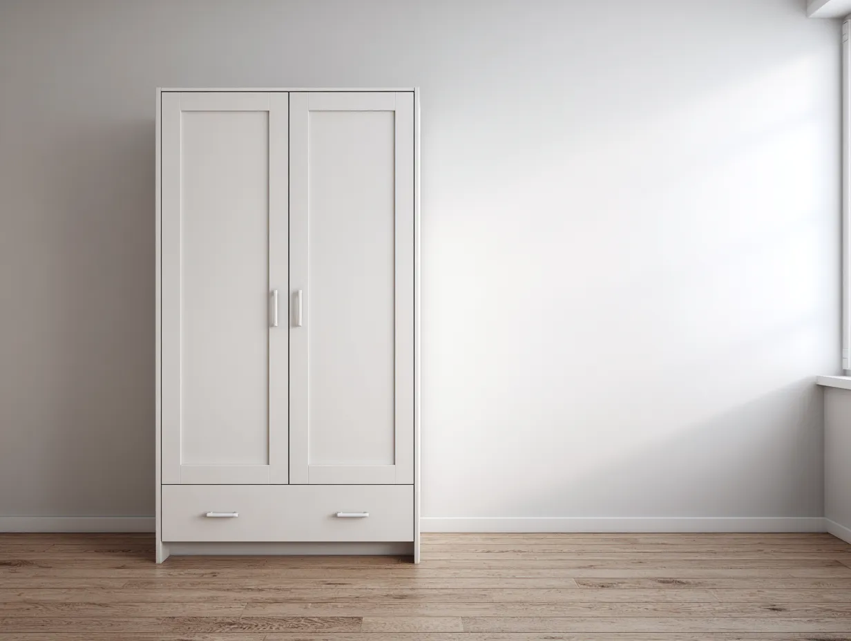 Kleiderschrank Holzwerkstoff 80×52×180 cm Weiß – Schlafzimmermöbel im geradlinigen Stil mit Stauraum-Tasailoft