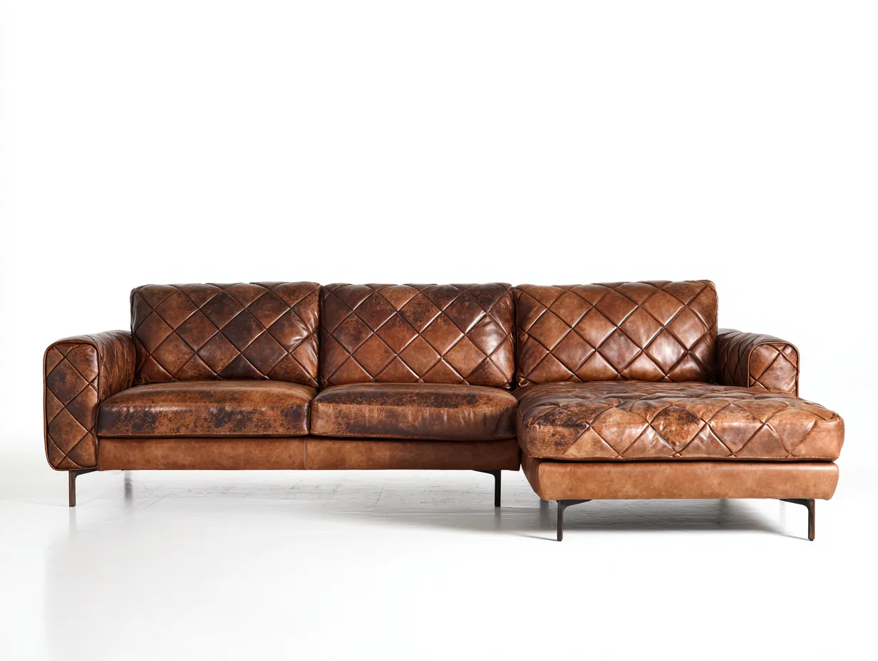 Sofa 280×160×85 cm Leder Braun - modernes Ecksofa für Wohnzimmer mit Komfortdesign-Tasailoft